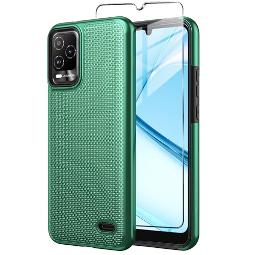 Mocotto for BLU View 5 Pro Phone Case with Tempered Glass Screen Protector Dual Layer Heavy Duty Shockproof Protection Phone Case Cover for BLU View 5 Pro (Dark Green)