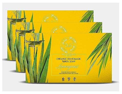 Image of Wellspring (Pack of 3) Nirol Natural Washing Laundry Soap Bar | Veg, Organic And Chemical Free| Baby Safe| For Sensitive Skin| Lemongrass Fragrance (360 Grams)