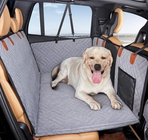 LumoLight犬 車 シート ペットドライブシート 折り畳み式 広いスペース 後部座席用 耐摩耗性と耐傷性 防水防汚 滑り止め 収納メッシュポケットと覗き窓付き 車用犬用ベッド 犬 車用ベッド お手入れ簡単 簡単取り付け、犬、猫 対応 乗用車、SUV