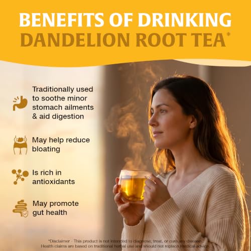 Image of HANDPICK - Dandelion Root Tea bags, 40 Teabags - Natural Dandelion Herbal Tea - Non-GMO - Caffeine-free