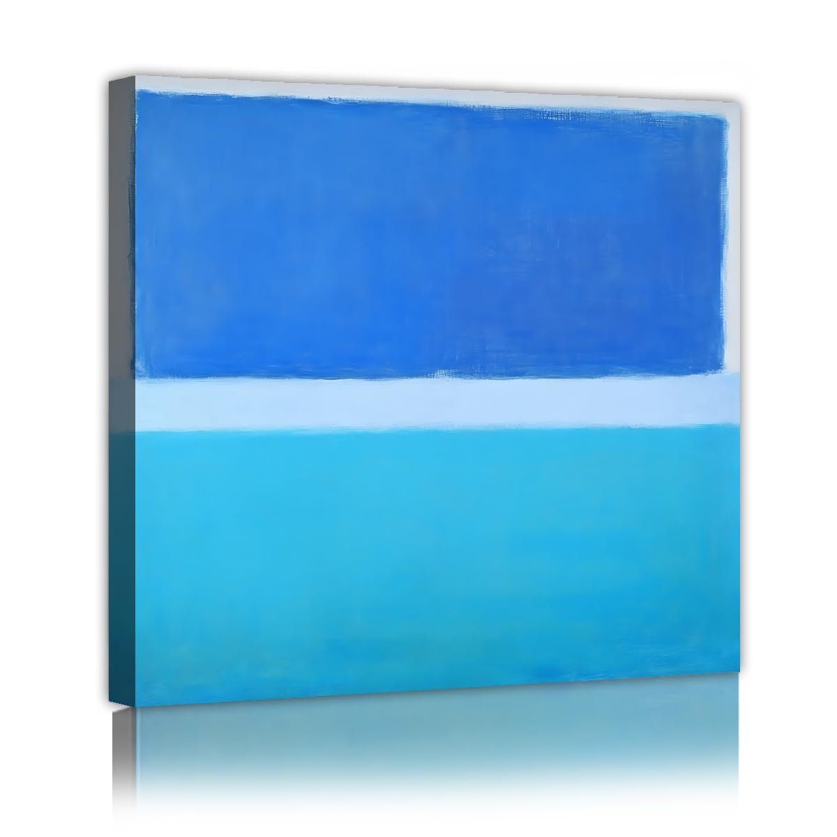 Via Vela Ciel bleu vif Toile océanique Art mural Peinture murale abstraite moderne Tonalité Horizon côtière Affiche pour salon Chambre décoration intérieure 80x80cm