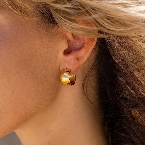 Purelei Signature Bold Ohrringe (Gold), Wasserfeste Damen Ohrringe, Kleine, dicke, elegante Creolen aus Edelstahl, Geschenk für Frauen… – Ansicht 2