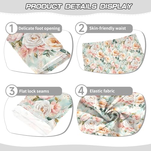 senya Girls Printed Leggings Yoga Pants Peony Rose Pattern for Kids in 4t to 10 Years, 4T3