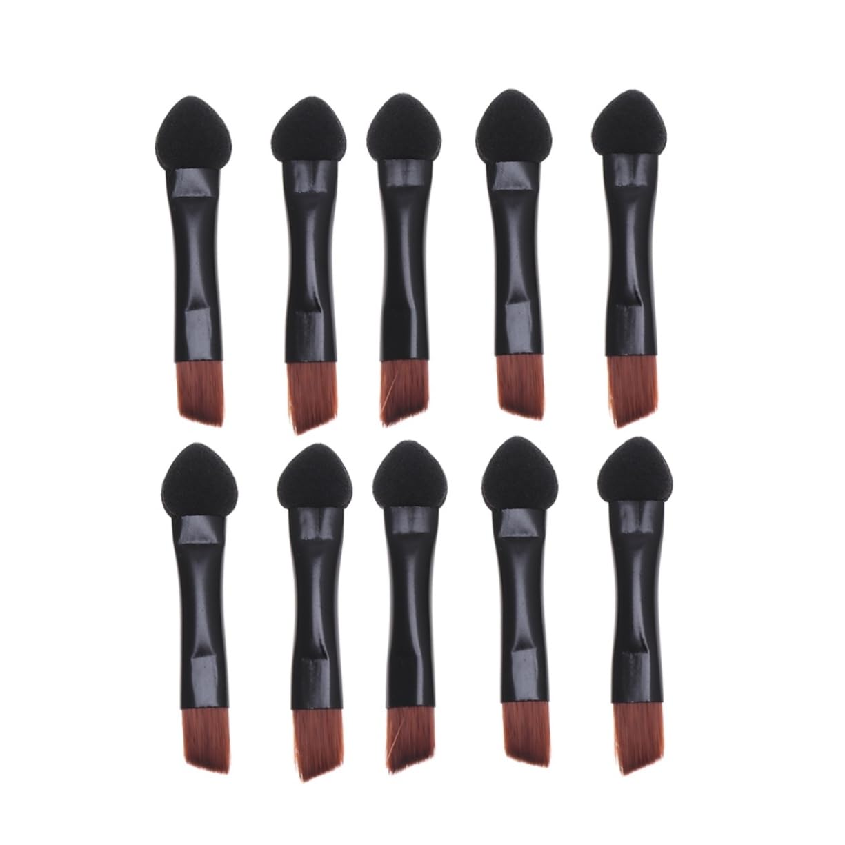 NOLITOY Double Sided Eyebrow Lip Brush Set 20pcs Makeup Tools Eye Shadow Applicator Foam Brush Portable Black Comfortable Touch No Scratchy for Beginners Professionals