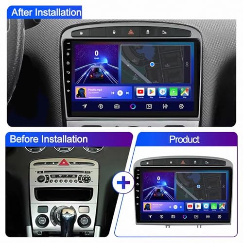 Pantalla Carplay Coche Inalámbrica Android Auto Bluetooth para Peugeot 308 5
