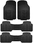 FH Group Tapis de plancher de voiture - Tapis de sol en caoutchouc lourd pour voitures, Universal Fit 3 Ensemble complet de rangées, tapis de sol auto, tapis antichoc, tapis pour VUS, tapis d'étage de camion noir