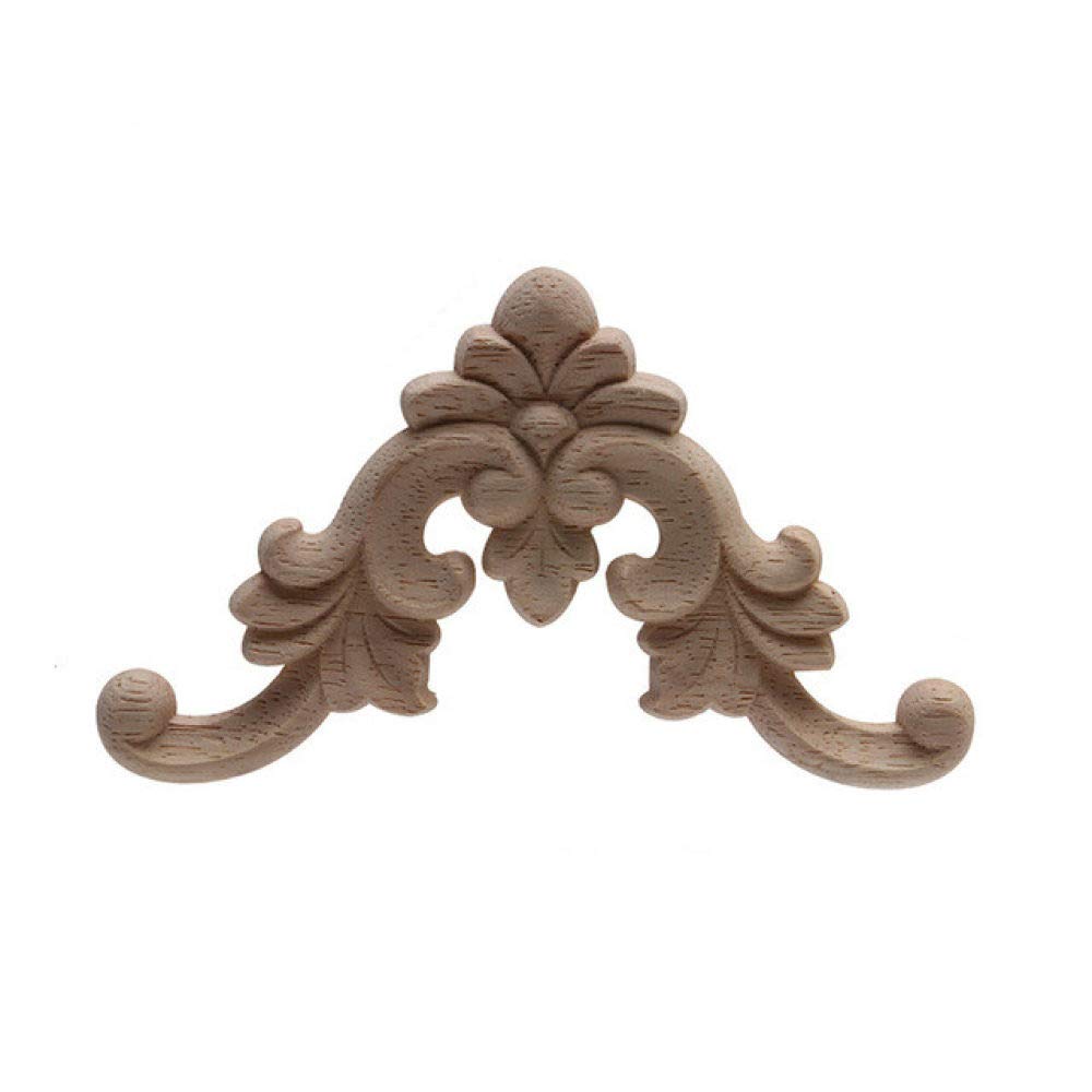 Moulures en bois non peintes LIJUCAI 4 pièces décorations de sculpture florale meuble