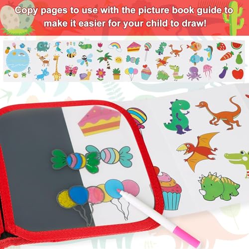 Image of Kaidaa Reusable Toddlers & Preschoolers Activity Book for (3-8 Yrs Kids) | Reusable Drawing & Writing Book | 14 Pages | 12 Washable Markers + 2 Wet Wipes