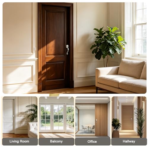 Image of Probrico Brushed Nickel Front Door Handle, Heavy Duty Entry Door Handle with Interior Reversible Handed Lever, Lock Grip Handle with Wave Lever Keyless Door Locks, 1Pack