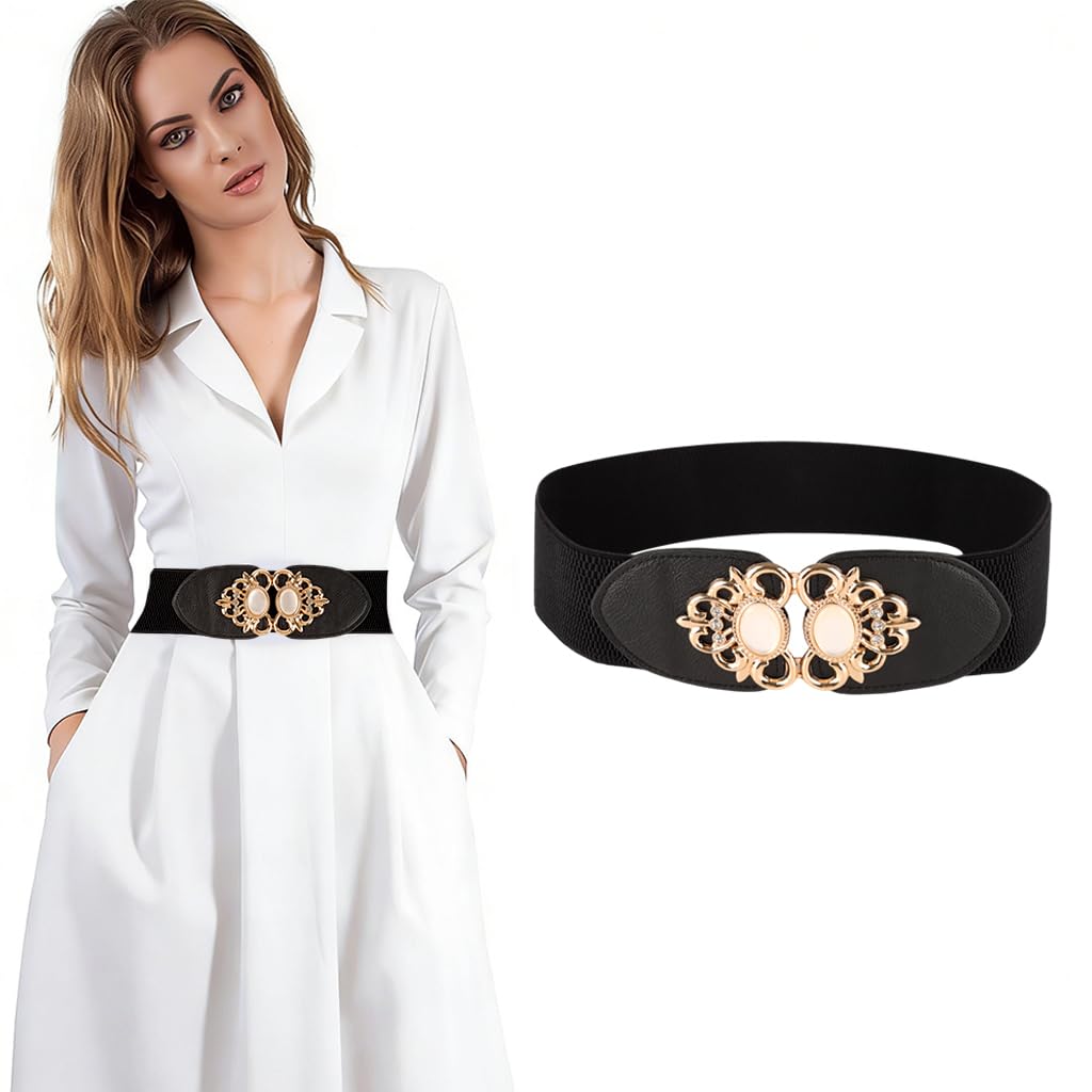 Womens Elastic Wide Waist Corset Belt Vintage Lace-Up Stretch Belt for Dresses, Shirts, and Casual Outfits, Adjustable PU Leather Cinch Belt for a Flattering, Elegant and Comfortable Fit-image-5