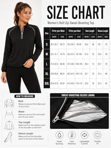 Sauna Suit Women Sweat Sauna Jacket Long Sleeve Zipper Shirt Workout Top - image 6