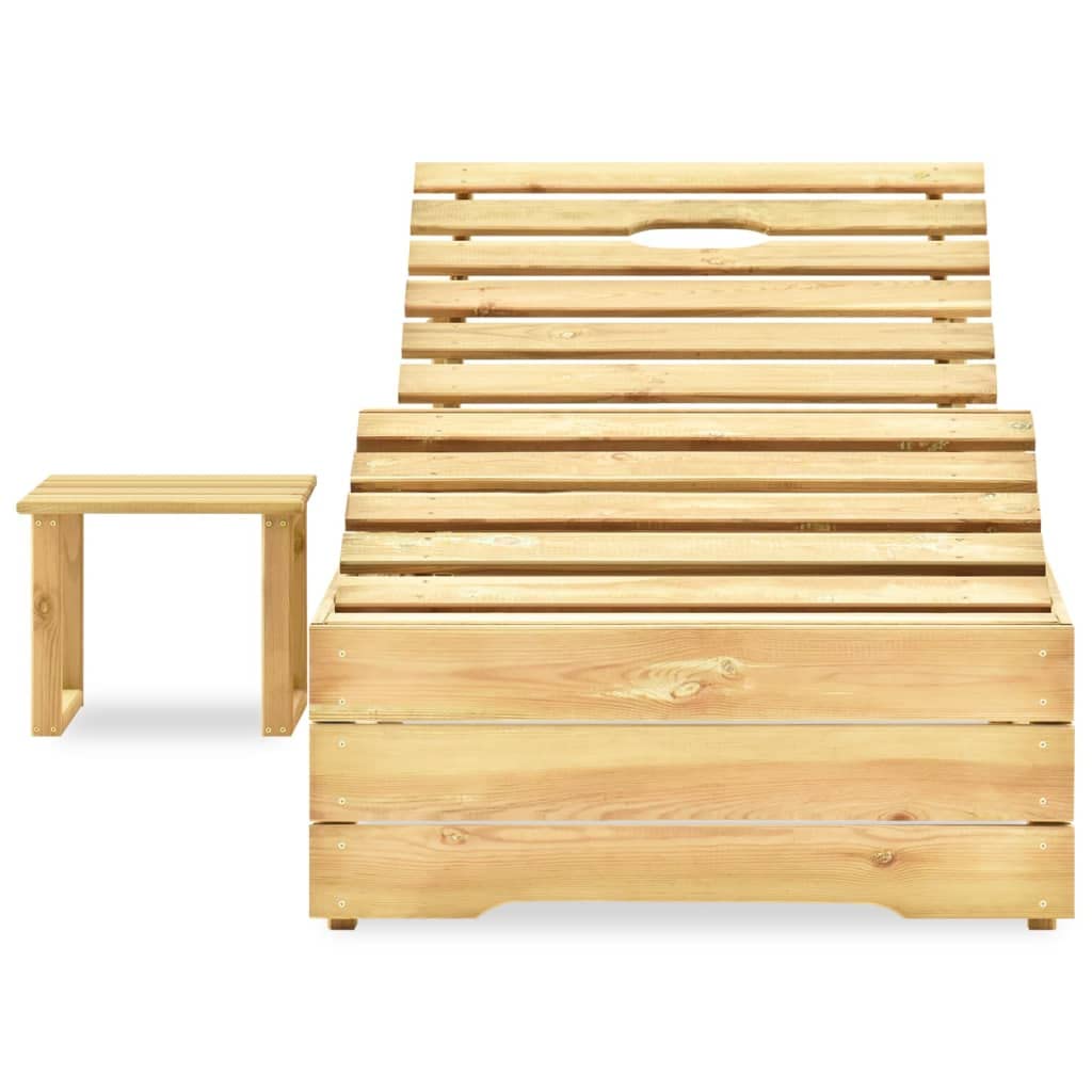 Sonnenliege Mit Tisch Imprägniertes Kiefernholz | Verstellbare Rückenlehne, Fußstütze, feuchtes Tuch reinigbar, witterungsbeständig, langlebig