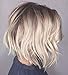 Produktbild Ugeat Bob Wig Lace Front Echthaar Perücke Glatt #4 Dunkelbraun Ombre #60 Weiße Blondine 130% Density 8 zoll 100% Remy Human Hair Wig