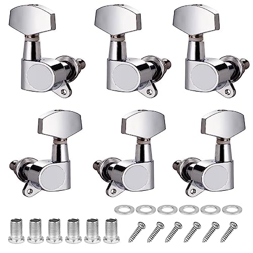 6 Stück 3R 3L Gitarren Stimmwirbel, Gitarren Mechaniken Akustikgitarre Knöpfe Gitarren Saiten Stimmgerät,Gitarren Stimmwirbel Gitarrenteile für Folk Akustische Gitarre E-Gitarre