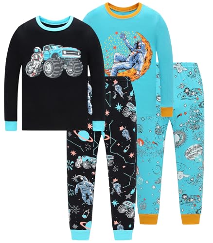 Image of Little bety Boys 4 Pieces Cotton Pajamas Toddlers Long Sleeve 24M-12Years