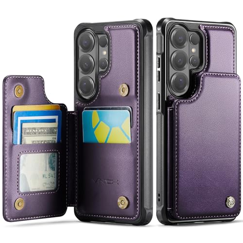 Vinich for Samsung Galaxy S26 Ultra Wallet Case with Card Holder RFID Blocking Credit Slots Kickstand Shockproof Phone Cover for Women Men Purple
