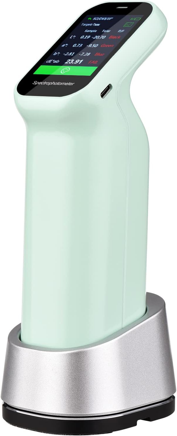 Irfora Handheld Spectrophotometer Auto Calibration Color Difference Tester 11mm Test Aperture IPS Touchscreen Reable Portable Colorimeter with Shockproof Carry Bag for Plastic Paint Printing Textiles