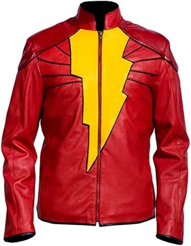 JUFAH Chaqueta de cuero de diseñador de película Shazam para hombre