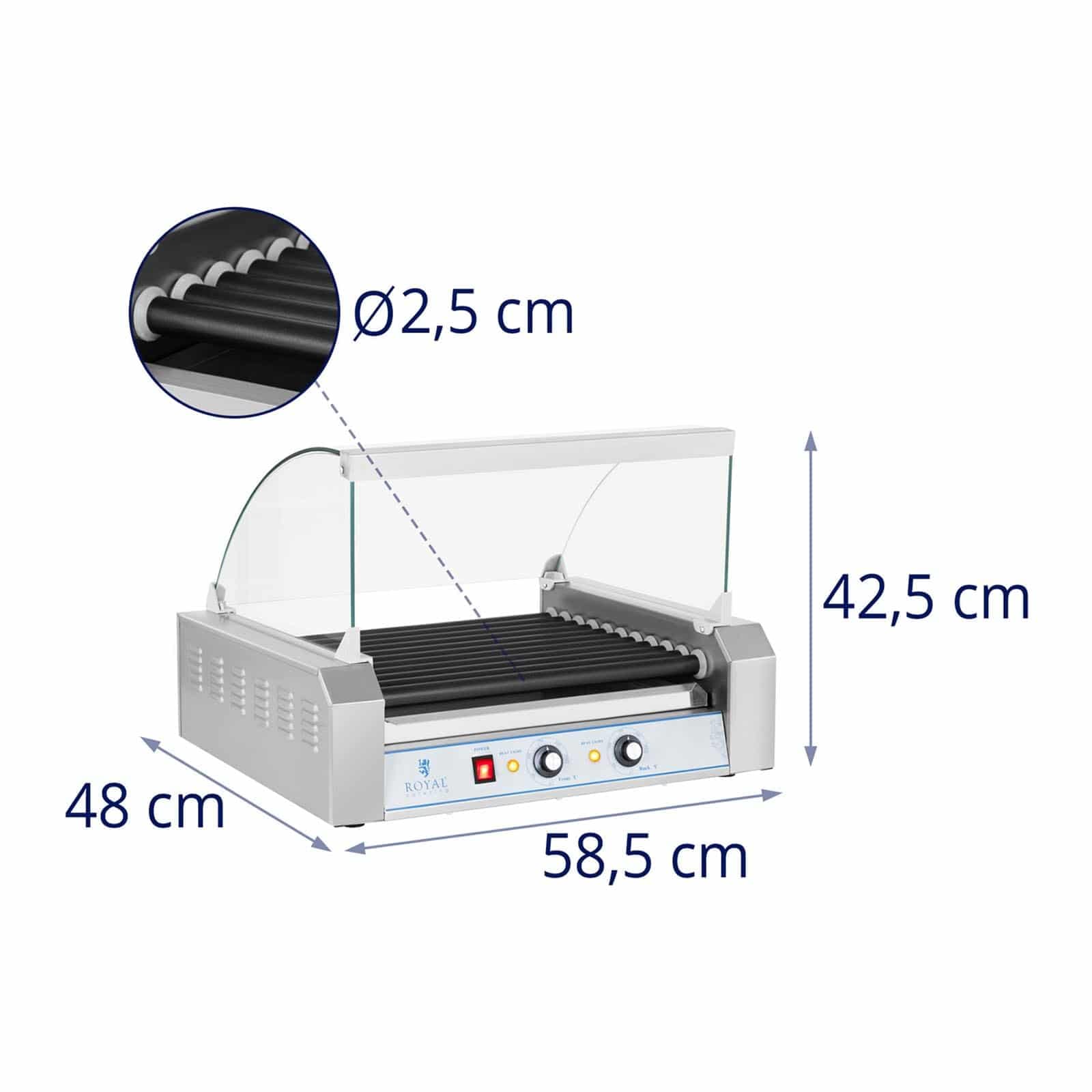 Royal Catering - RCHG-11T - Griglia a 11 rulli per wurstel - 2.200 watt