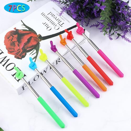 7 Stück Zeigestab Ausziehbar, Versenkbare Klassenzimmer Zeiger, Mini Handheld Lehrstift Fingerzeiger Edelstahl Kinder Ausziehbarer Zeigestab für Klassenzimmer Persönliche Interaktion(7 Farbe)