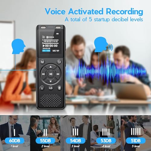 Image of Tonfarb 64GB Digital Voice Recorder with Playback,Audio Recording Device for Lectures Meeting /Classes /Interviews,Tape Recorder with Voice Activated,Password,Noise Reduction,A-B Repeat,MP3 Player Etc