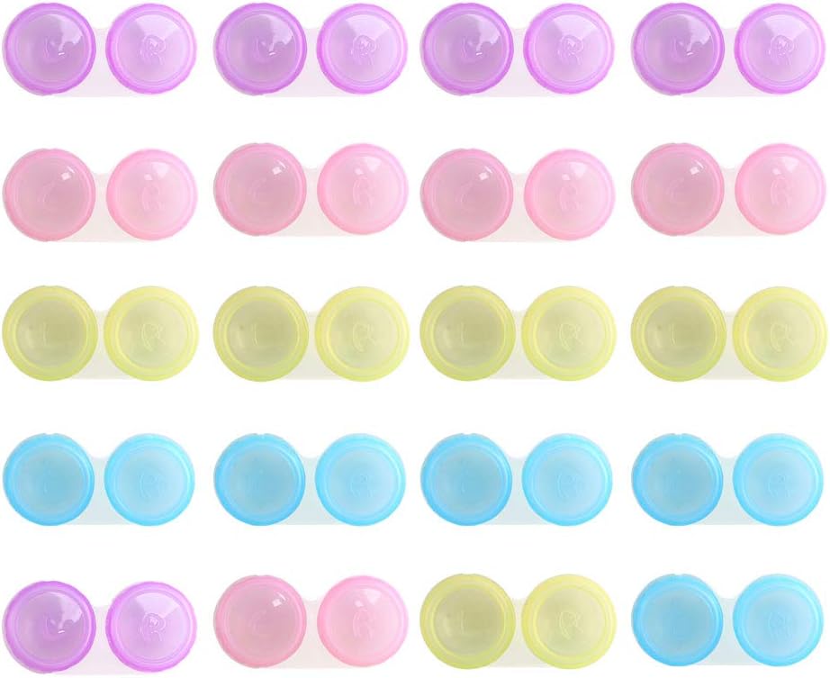 Pulluo 20 Pack Contact Lens Cases Coloured Contact Lenses Left/Right Eyes Contact Lens Container Eye Care Travel Kit