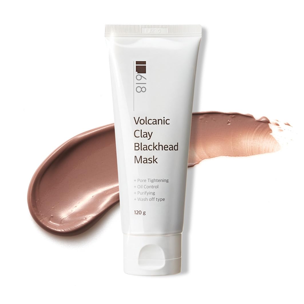 1.618 Volcanic Clay Mud Blackhead Mask | Korean Style Pore & Sebum Clay Mask for Deep Cleansing | Fast-Drying, Wash off Type, 4.23oz