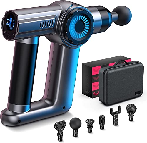 Pistolet Massage Musculaire, Popozono IA Pistolet de Massage,8 Vitesses&6 Têtes Massage, Percussion Profond Masseur, 2600mAh Capteur Infrarouge Écran LCD pour Soulagement Musculaires, Pro-Massage Cover