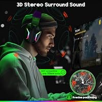 WESEARY Gaming Headset Wireless mit Mikrofon für PS5, PS4, PC, Switch, Smartphone, Mac, Laptop, 2,4 GHz & Bluetooth Kopfhörer mit Noise Cancelling Mikrofon, 50H Akku, LED-Licht, Surround Sound – Ansicht 3