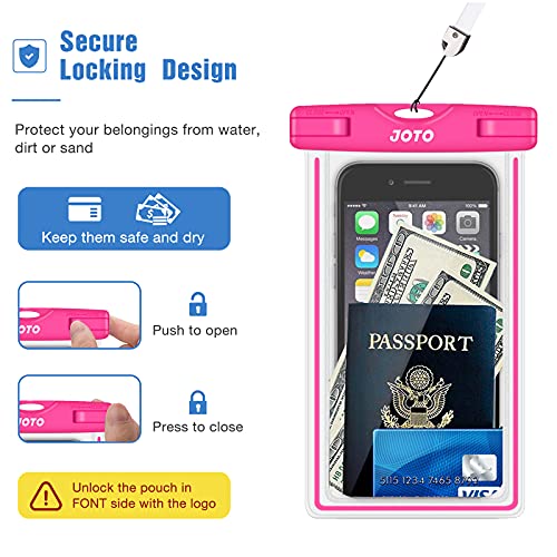 Image of JOTO Universal Waterproof Phone Holder Pouch, Underwater Case Cell Phone Dry Bag for iPhone 14 13 12 11 Pro Max Mini XS Max XR X 8 7 6S, Galaxy S21 S20 S10 S9 Pixel HTC LG Motorola Up to 7.0 inch -Pink