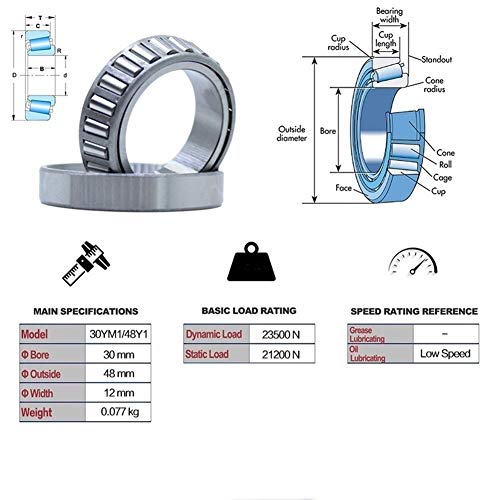 WEMAR 304812 1 par de rolamentos de cabeça de direção 30x48x12 mm rolamento de motor de rolo cônico