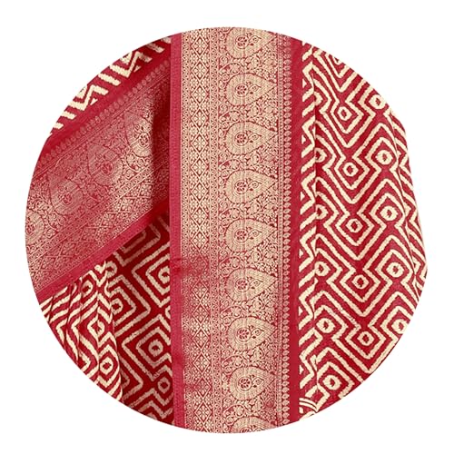 Image of MIRCHI FASHION Women's Cotton Blend Bagru Batik Blocks Printed Saree with Blouse Piece