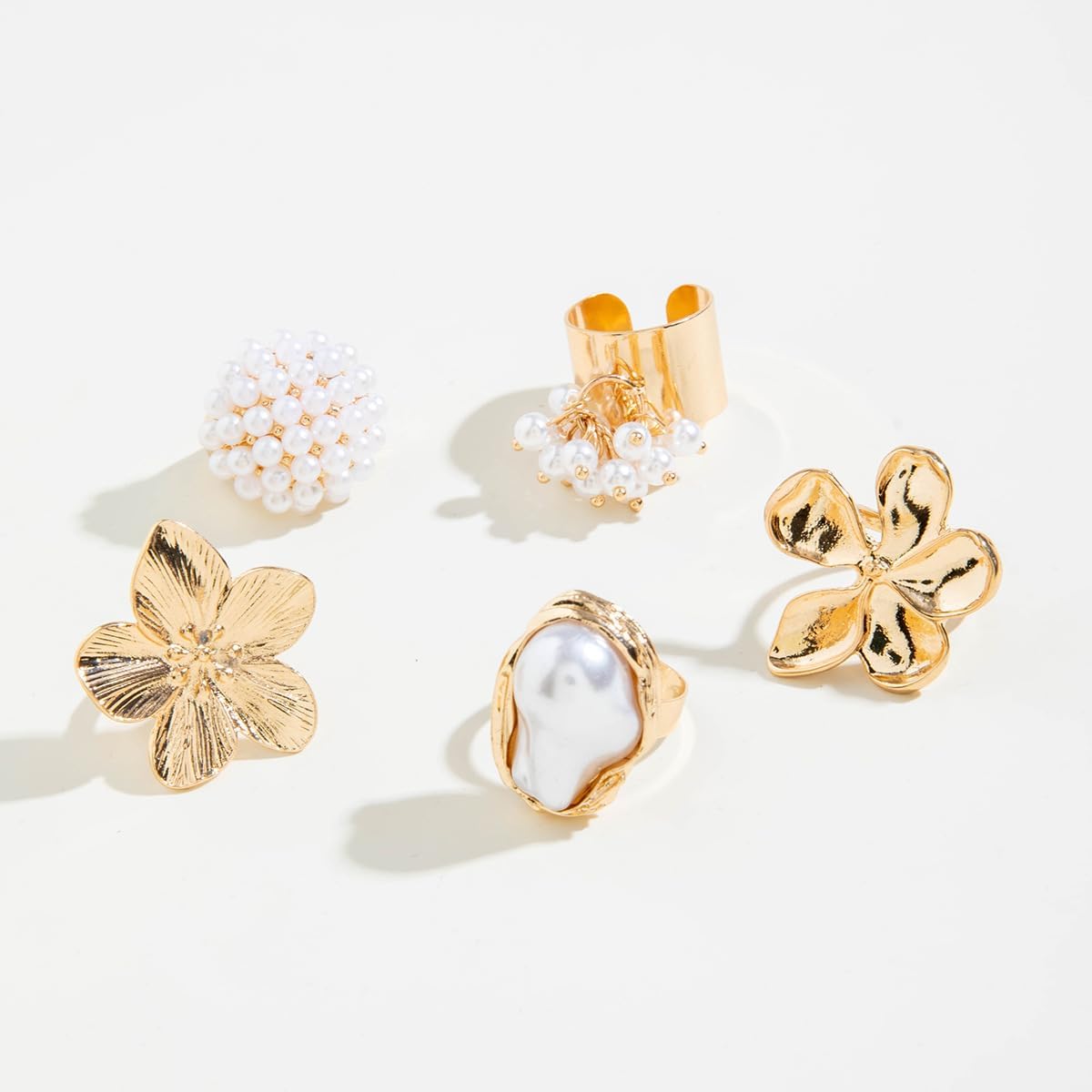 3-12PCS Gold Chunky Rings For Women 14K Gold Plated Stacking Ring Set Open Dome Knuckle Rings Adjustable Chunky Signet Rings Irregular Skeleton Geometric Stacking Ring Set - Image 6