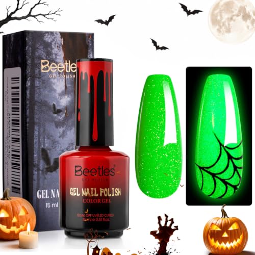 Image of Beetles Glow In The Dark Gel Nail Polish, 15ML Neon Green Halloween Gel