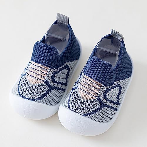 Baby First Walking Shoes Infant Boys Girls Socks Toddler Breathable Cartoon Mesh The Floor Socks Non-SIip Tennis Shoes (Blue, 18-24 Months)3