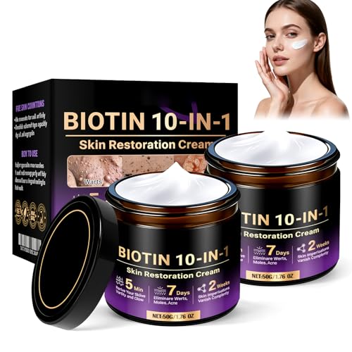 2PCS Biotin 10-in-1 Skin Restoration Cream 2026 New Professional Skin Treatment Cream for Wrinkle Reducer and Repair Moisturizer Natural Ingredient Serum for All Skin Types