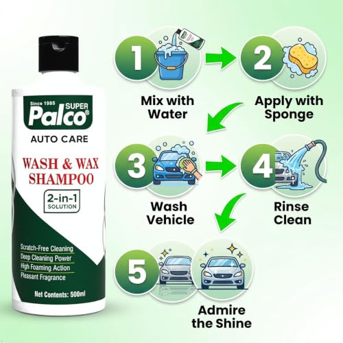 Image of PALCO Wash and Wax Car Shampoo 500ml, pH Neutral Car Washing Shampoo