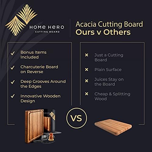 Acacia Wooden Chopping Board 44 x 33 x 3.8 cm - Extra Large Chopping Board Reversible Cutting Board with Handles - Cheese Board Bread Board Meat Carving Board - Kitchen Wood Board for Serving Food