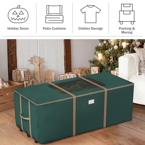 Rolling Storage Bag - 67in Storage Bags with Durable Handles and Wheels for Outdoor Cushion, Clothes, and More by Pure Garden (Green)