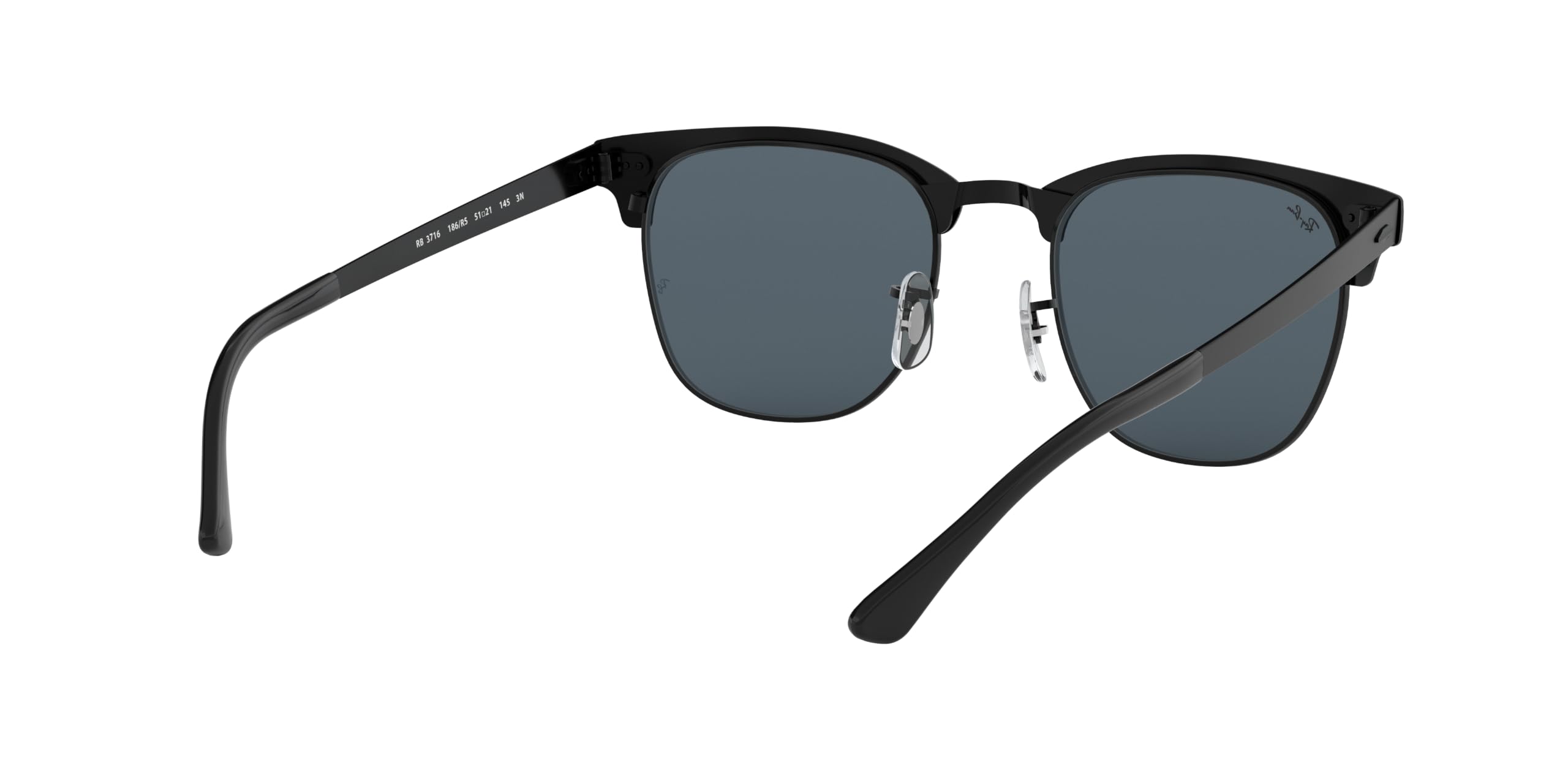 Ray-Ban Metal Clubmaster Sunglasses in Matte Black Blue RB3716 186/R5 51