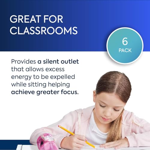 Image of Bouncyband Wiggle Feet, Dark Blue, 6 Pack - Sensory Foot Cushion Quietly Facilitates Movement to Help Improve Concentration - 12 inch x 9 inch x 2.5 inch Sensory Tool, Ideal for The Classroom, Work, or at Home