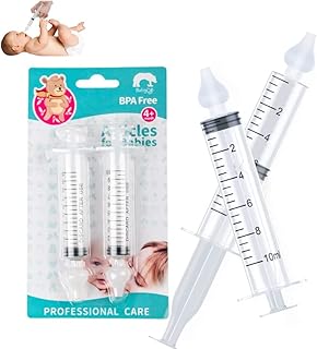 Baby Nasal Irrigator, 10ml Reusable Silicone Infant Nose Cleaner, Soften Nasal Scab Rinsing Tool - 2 Pack