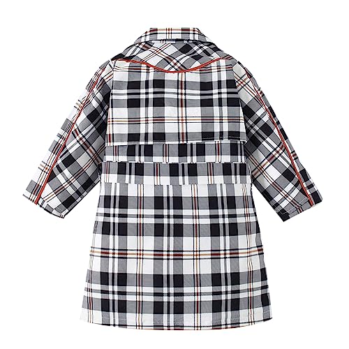 Image of Hopscotch Girl's Polyester Mini Length Full Sleeves Checked Printed Mid-Length Coat