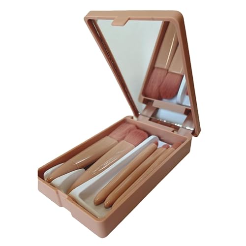 Juego de brochas cosméticas de mini función completa, espejo de maquillaje, fácil de transportar, juego de brochas de maquillaje de viaje