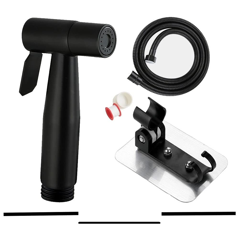 Stainless Steel Hand Held Bidet Sprayer, Hose, Holder Hand Shower, Sprayer Kit for Toilet Cleaning, Toilet Attachment for Pet Bathroom/Personal Hygiene/Bathroom, Personal Care (Black Suit)