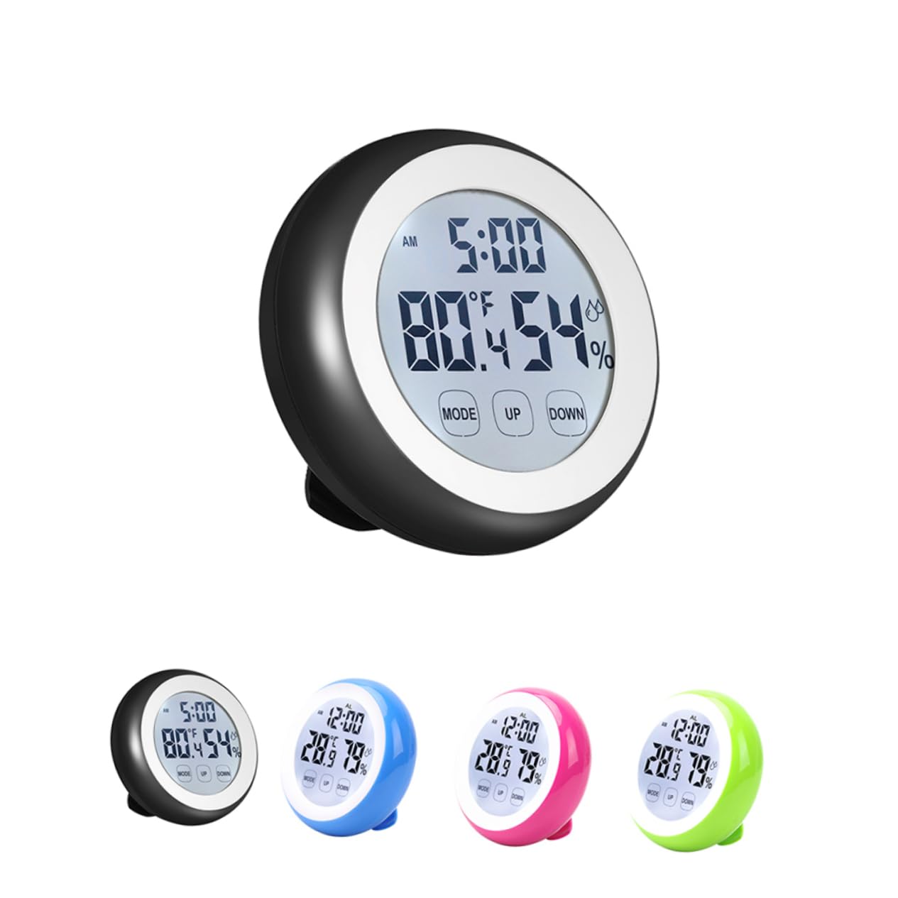 Mikikit High Precision Touch Screen Thermometer with Large LCD Display Indoor Temperature and Humidity Celsius Fahrenheit Options Clock Alarm Function Wall Mountable Design