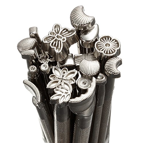 20pcs DIY Outils à Main de Cuir pour impression - Estampage en Métal pour Maroquinerie Artisanat Travail - Bricolage Outils d'Impression Artisanat Carving Leather Craft Stamps Cover
