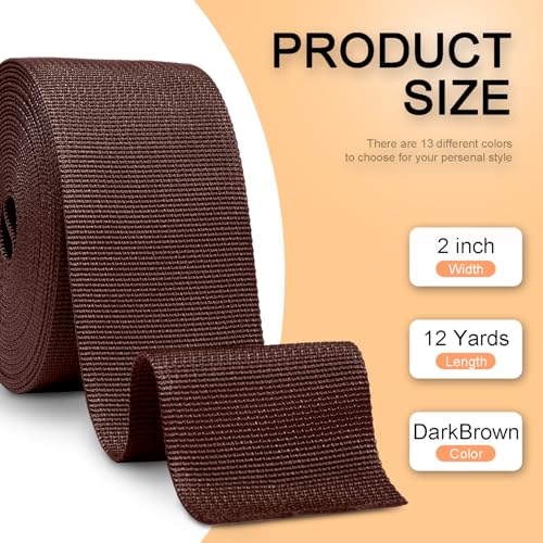 Image of CooBigo 12 Yards Webbing 1 inch & 1.5 inch & 2 inch Polypropylene Webbing Strap 1 Inch 1.5 Inch 2 Inch Wide Webbing Strapping for Bags /Lawn Chair /Pool Solar Cover DIY Crafting
