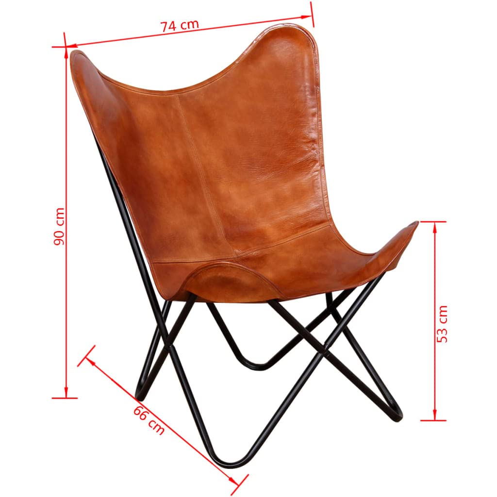 Genérico Silla Butterfly de Cuero auténtico marrón,Sillones-243728