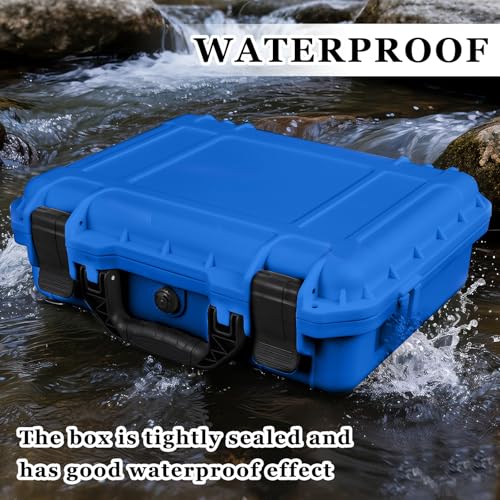 Image of Relaxweex 1 Pcs Waterproof Hard Case with DIY Customizable Foam Insert Portable Protective Case with Knife for Camera Drones Equipments Tools Test Instruments(Blue,8.5 x 6.5 x 3.7 Inch)